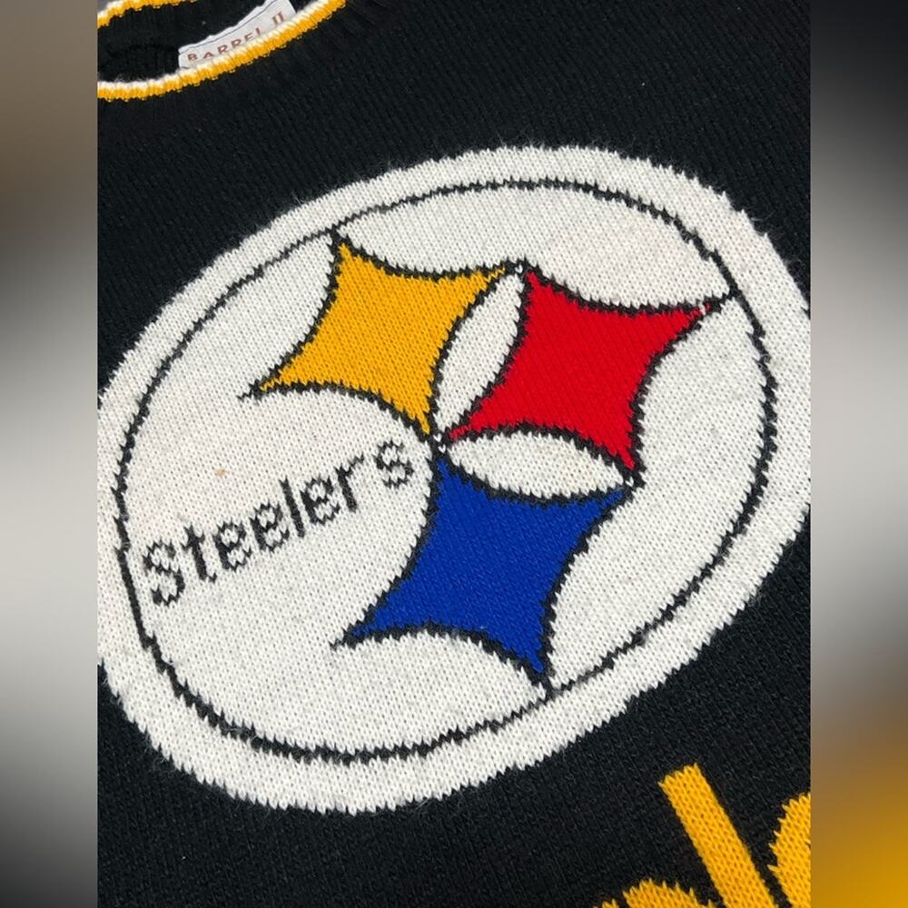 Vintage Pittsburgh Steelers Sweater Men's Large Black Knit Barrel II Acrylic USA - Picture 8 of 10
